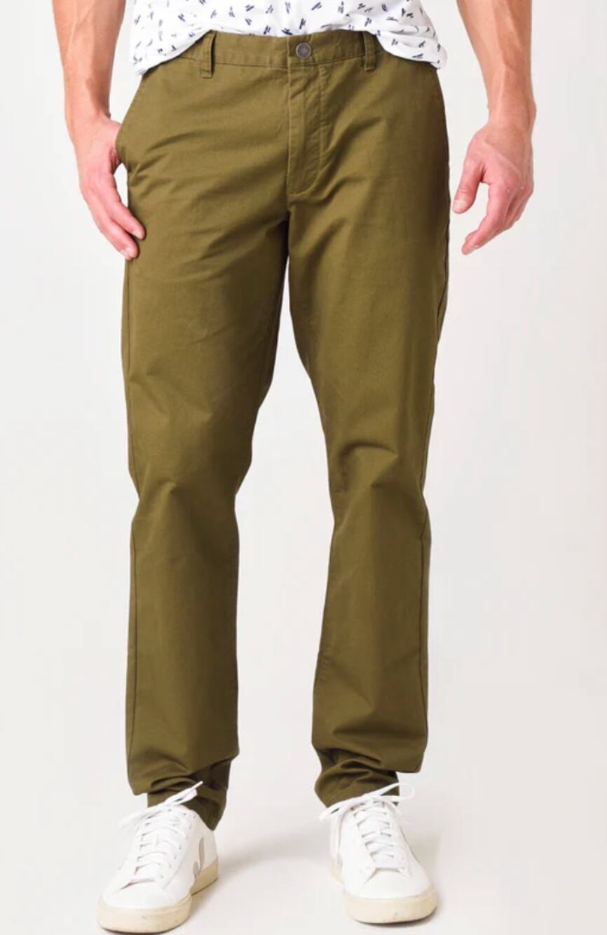 BONOBOS Men's Stretch Washed Chino Slim Pant in Olive Green Size 33 x 34